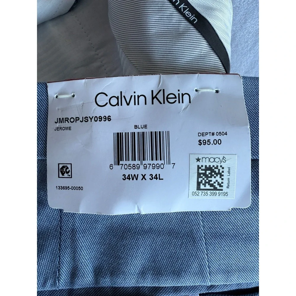 Calvin‎ Klein Jerome Dress Pants Mens 34x34 Slim Fit Blue Formal Corporate Core